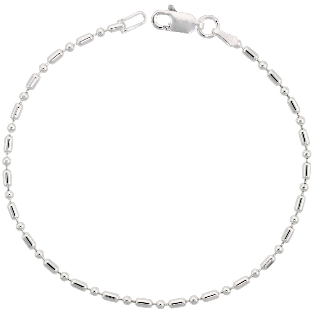 925 Sterling Silver Dot Dash Pallini Bead Ball Chain Necklace Bracelet 1.8mm
