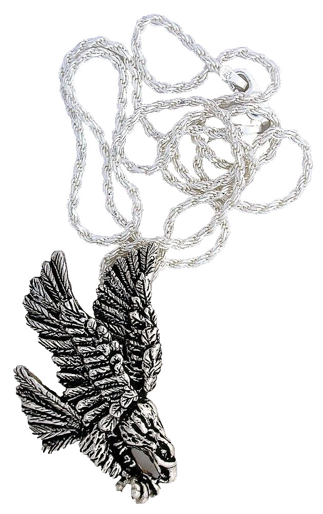 Sterling Silver 1 2/3 Inch Eagle Pendant 20 Inch 1.9mm Rope Chain EPPC234/32125