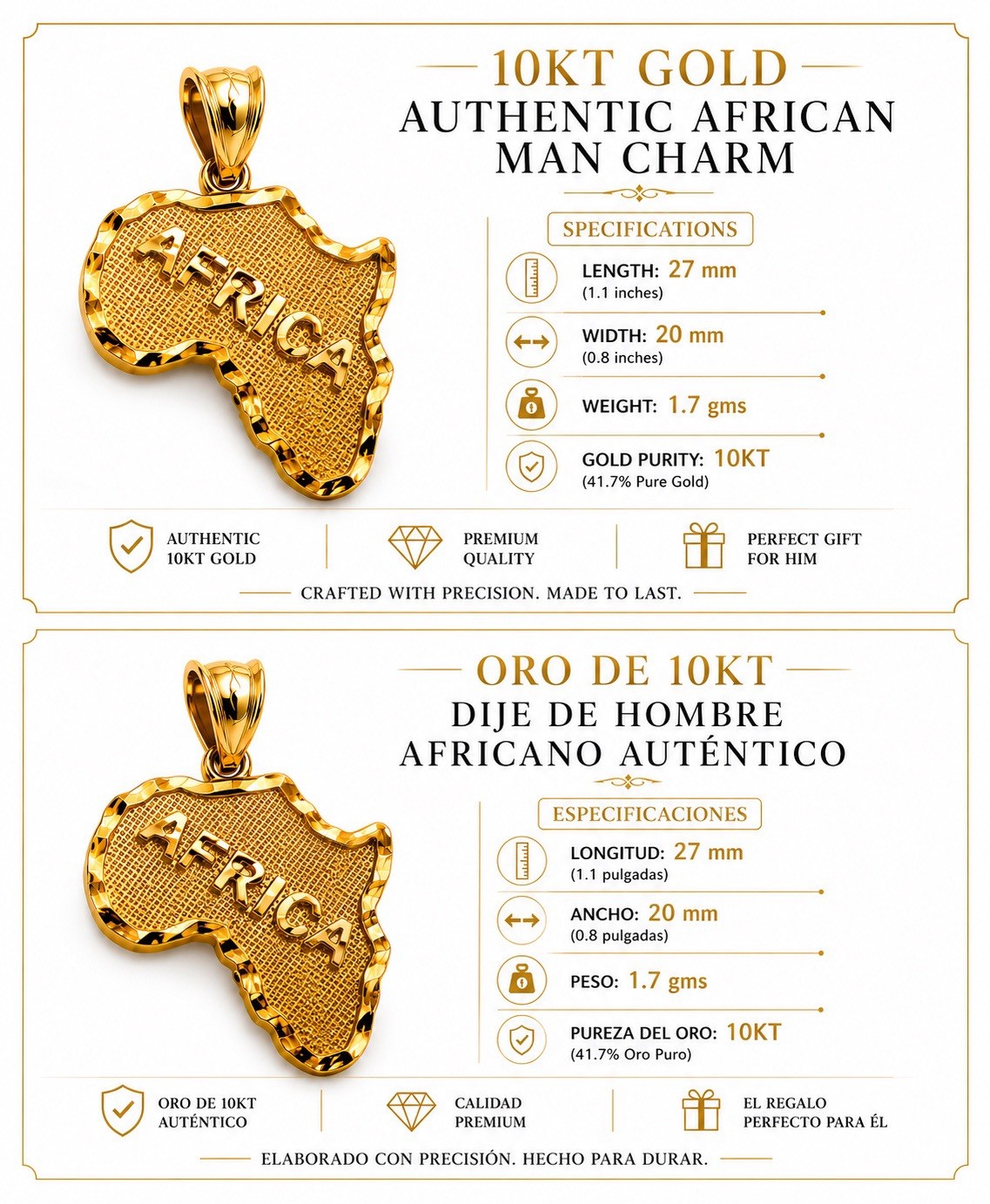 10kt Gold African Charm