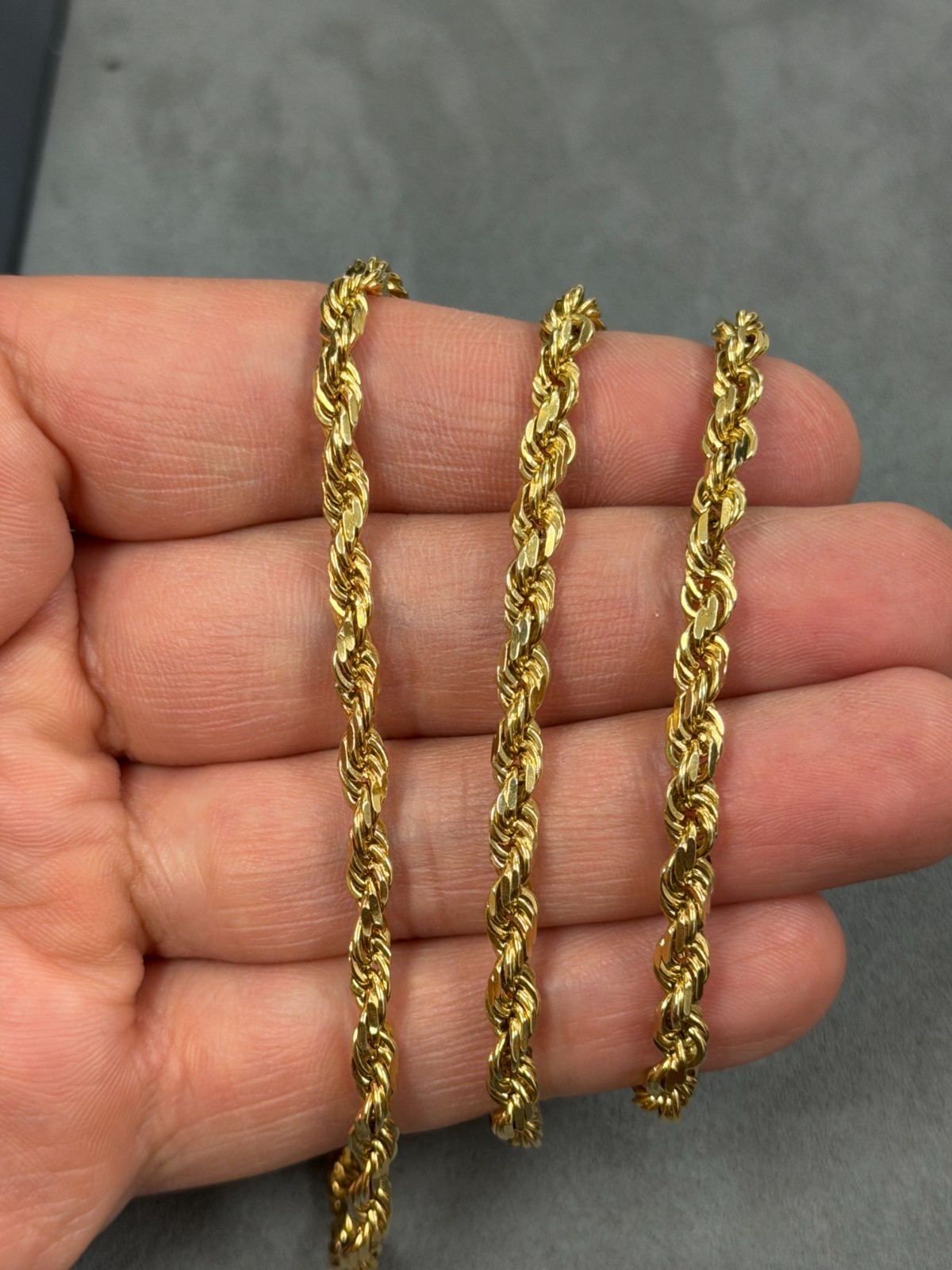 14k Solid Gold Diamond Cut 4.5mm Rope Chain 22” Inches 35.87 Grams