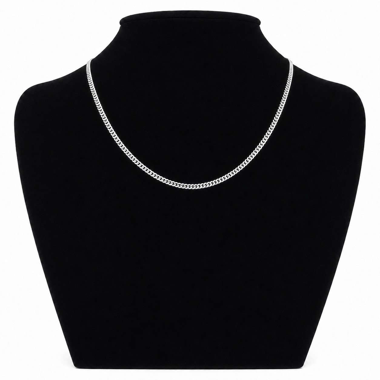 Solid 925 Sterling Silver Curb Chain Necklace 3mm, 18” long Made In Italy NEW