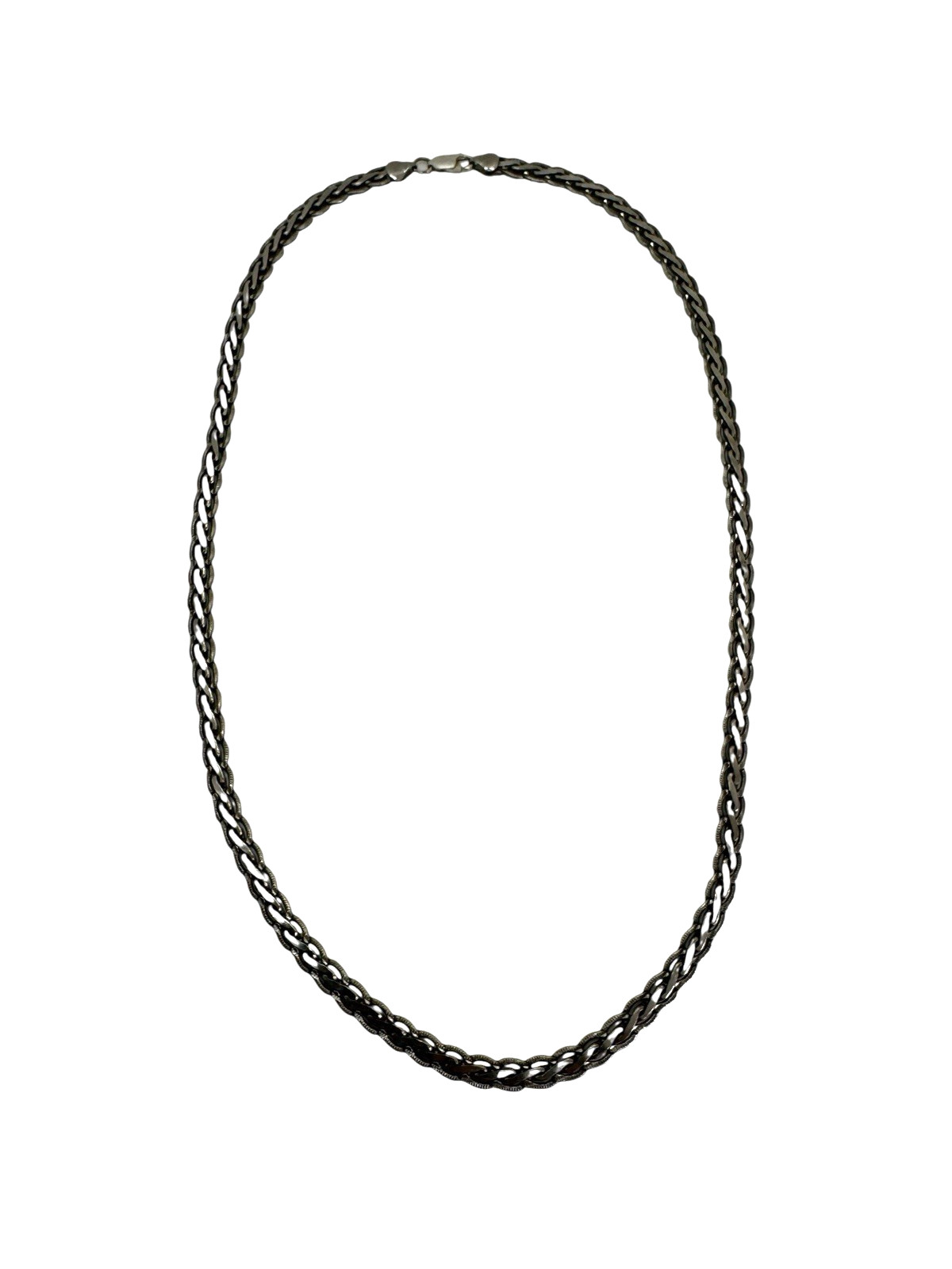 Solid Sterling Silver 7mm Braided Style Chain Necklace 24.25 Inch