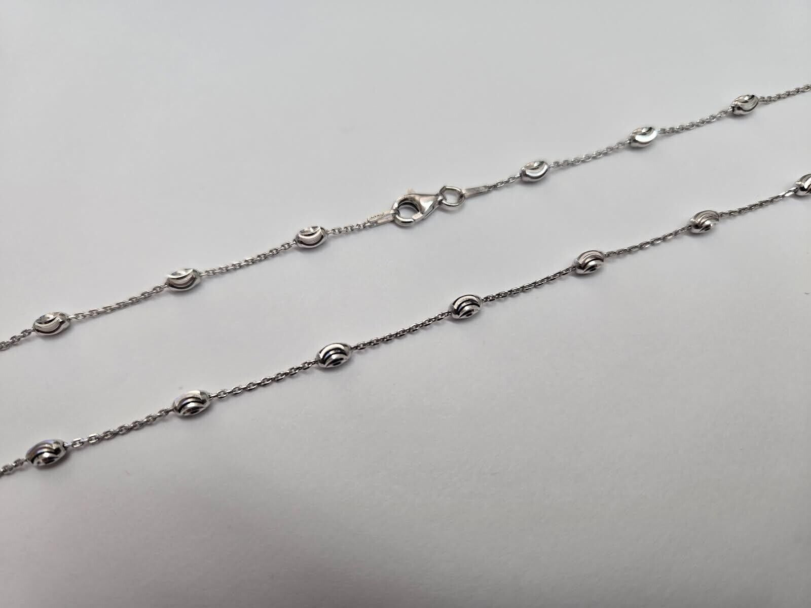 925 Sterling Silver Oval Bead Station Necklace Bracelet Diamond Cut 3mm 7″-18″