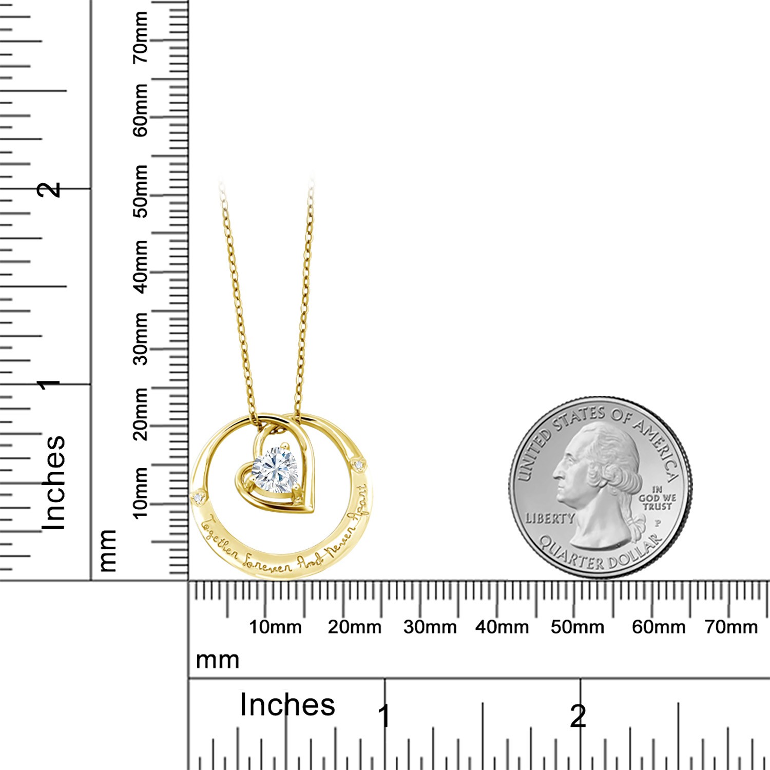 18K Yellow Gold Plated Silver Pendant Near Colorless Moissanite & Diamond