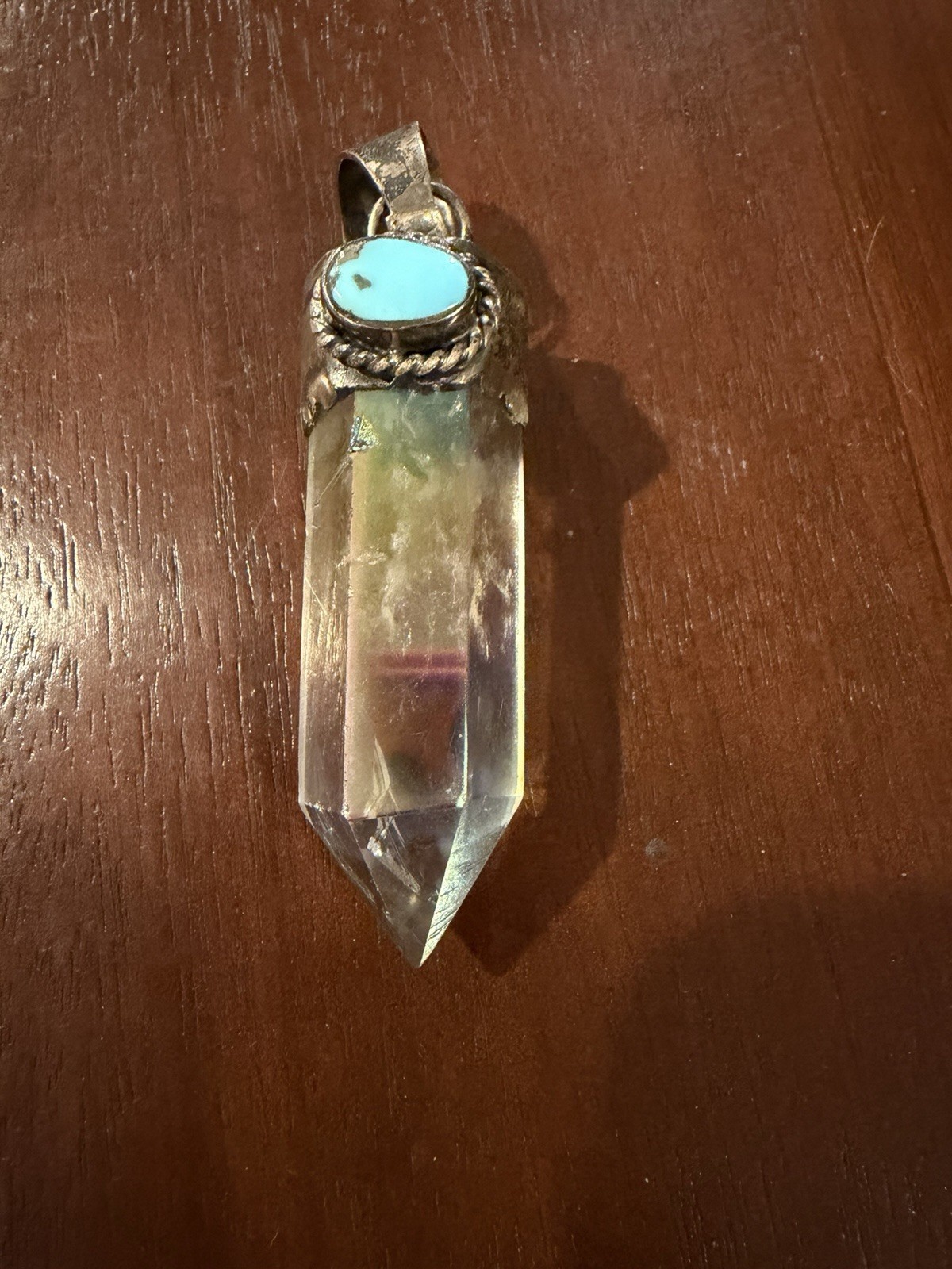 Clear Crystal Turquoise Silver Pendant