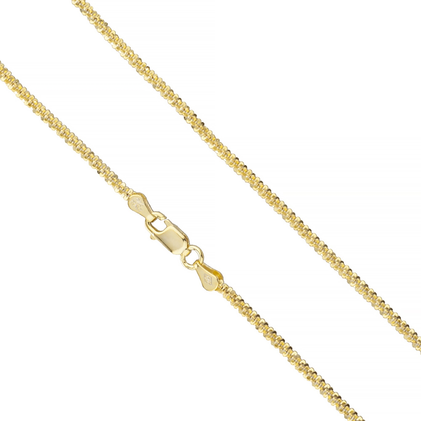 14k Gold Plated Over 925 Sterling Silver 2.50mm Twisted Rock Sparkle Chain