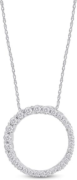Circle Pendant Dainty Natural Diamond Halo Choker 14K Necklace Sterling Silver