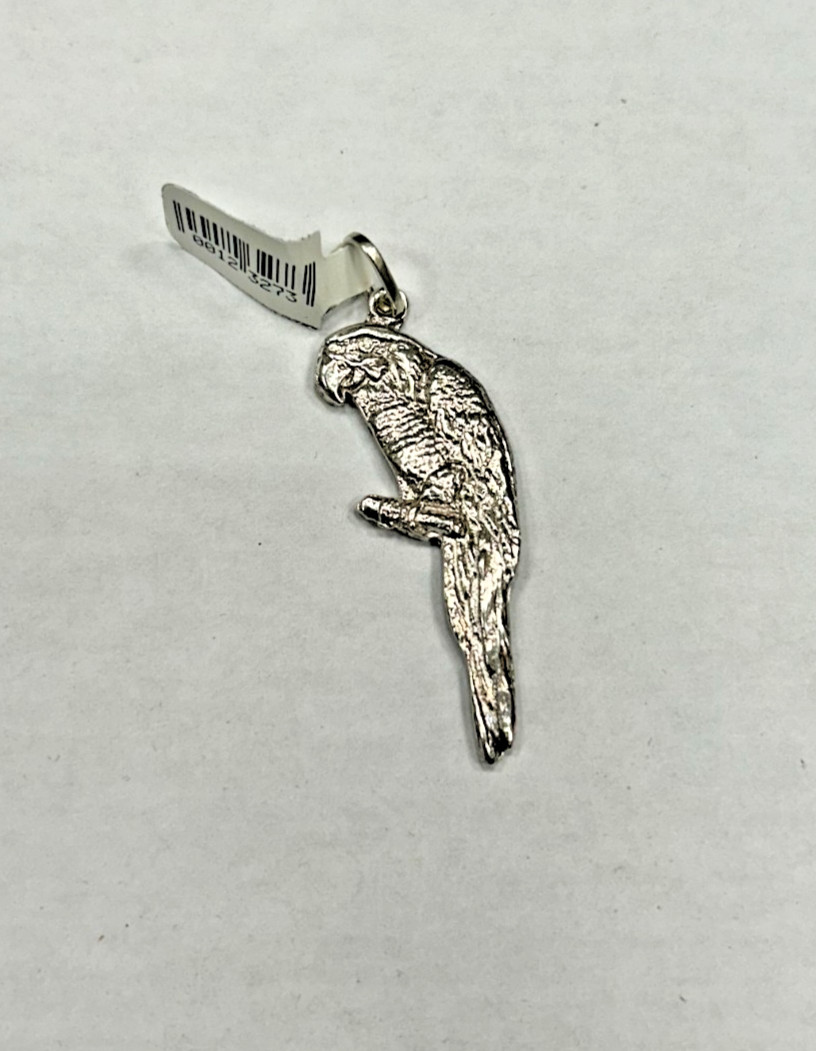 925 Sterling Silver Large Parrot Bird Pendant Charm