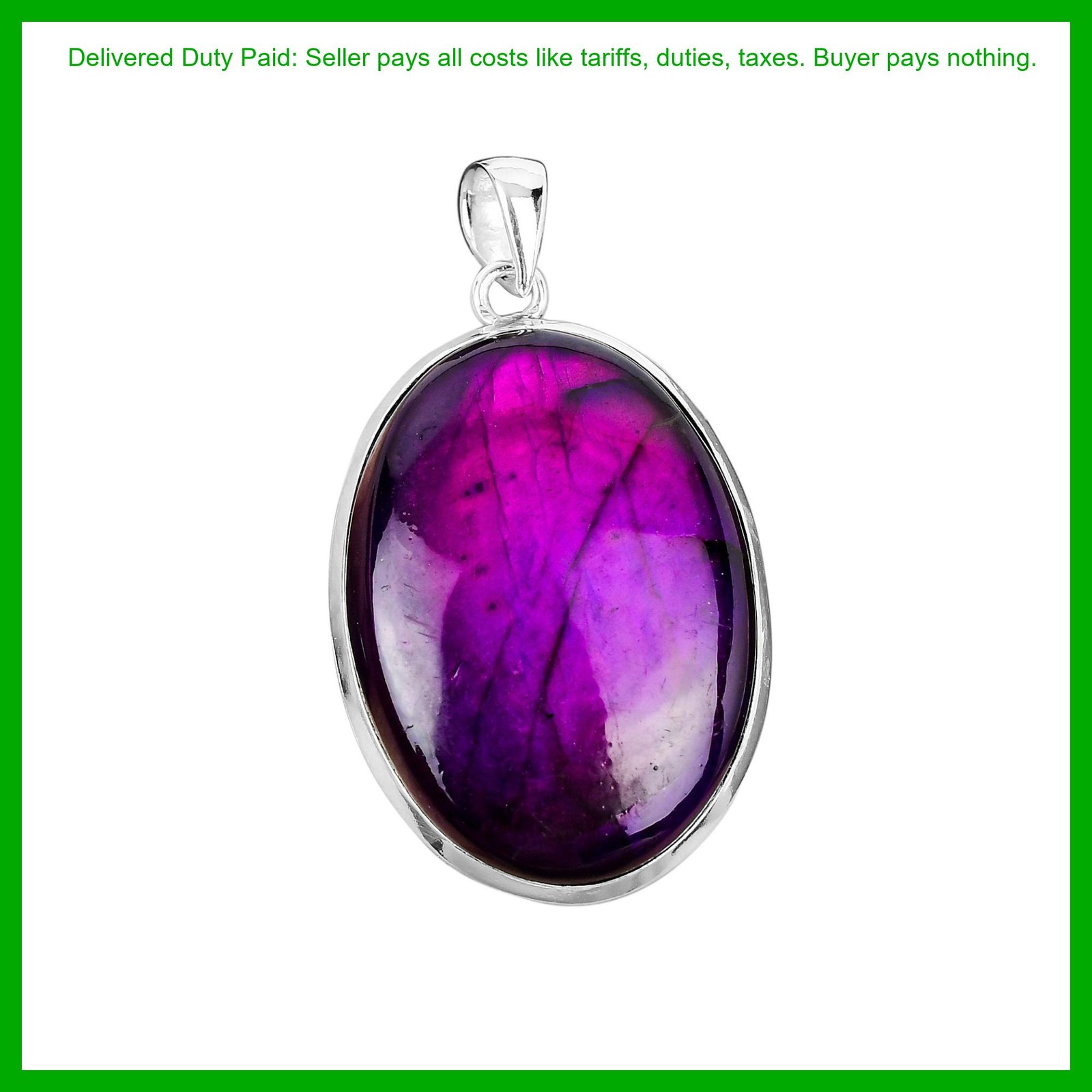 Purple Fire Labradorite Gemstone 925 Silver Handmade Sisters Gift Bezel Pendant