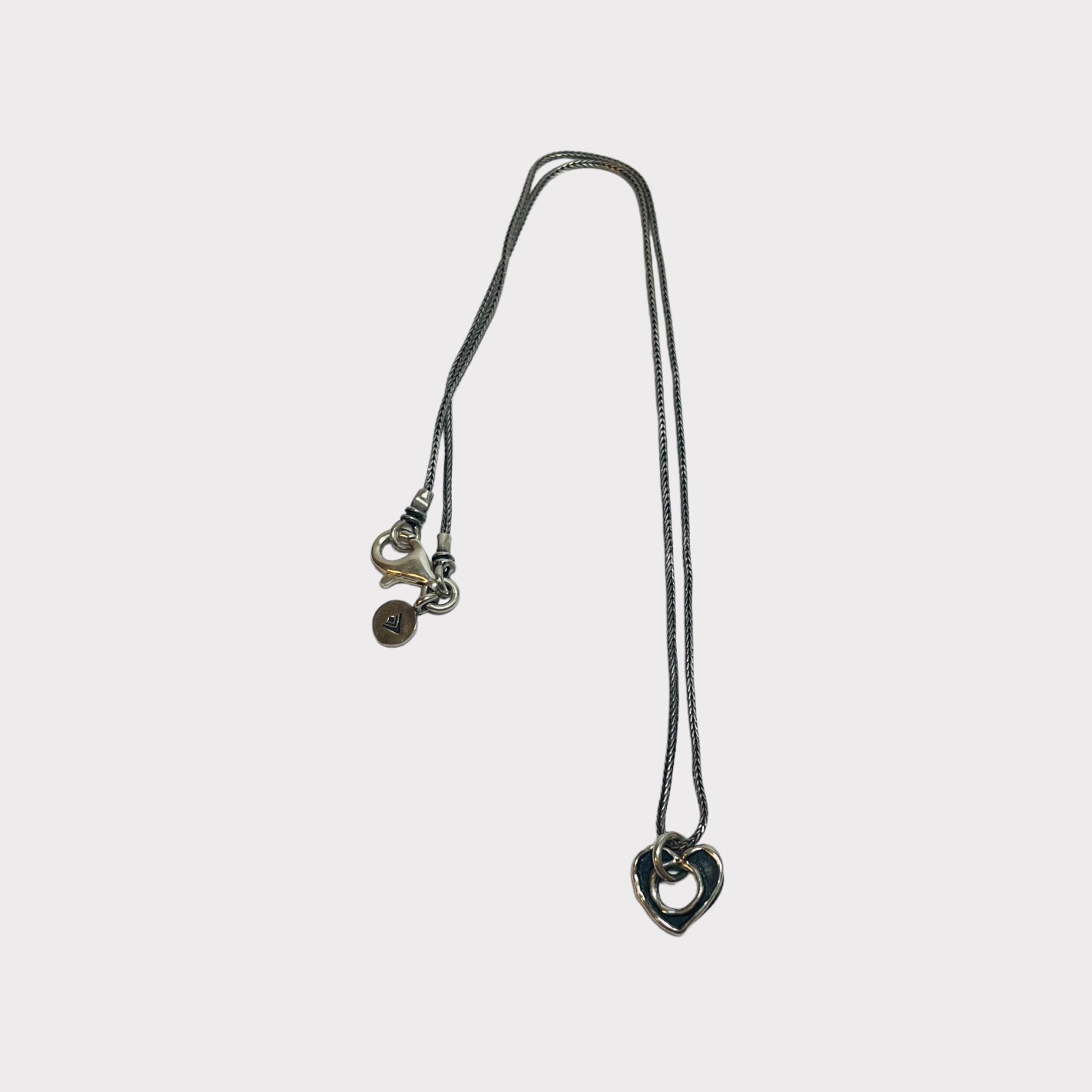 Silpada Sterling 925 Silver Foxtail Necklace with Heart Pendant 16 in – .20