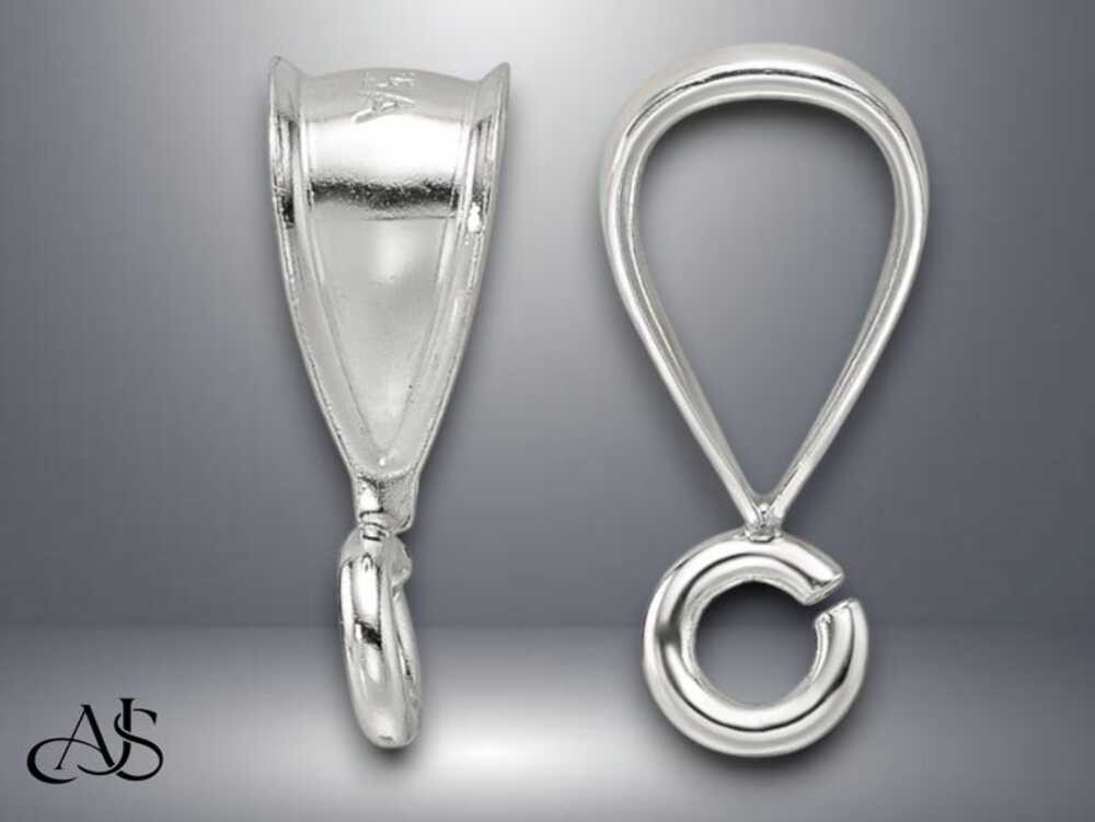 Sterling Silver V Shape Bail with Attached Jump Ring in 7 Sizes