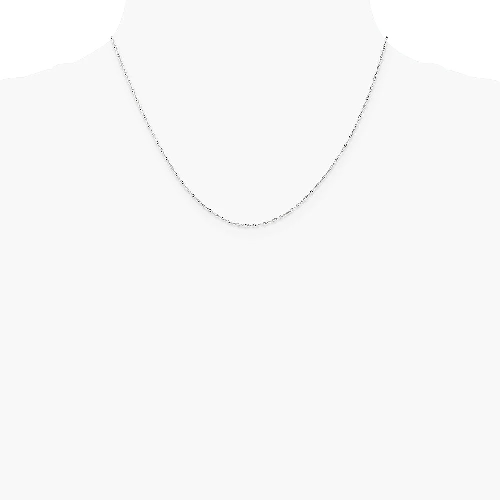 14K White Gold 1mm Carded Singapore Chain Necklace 16″-24″