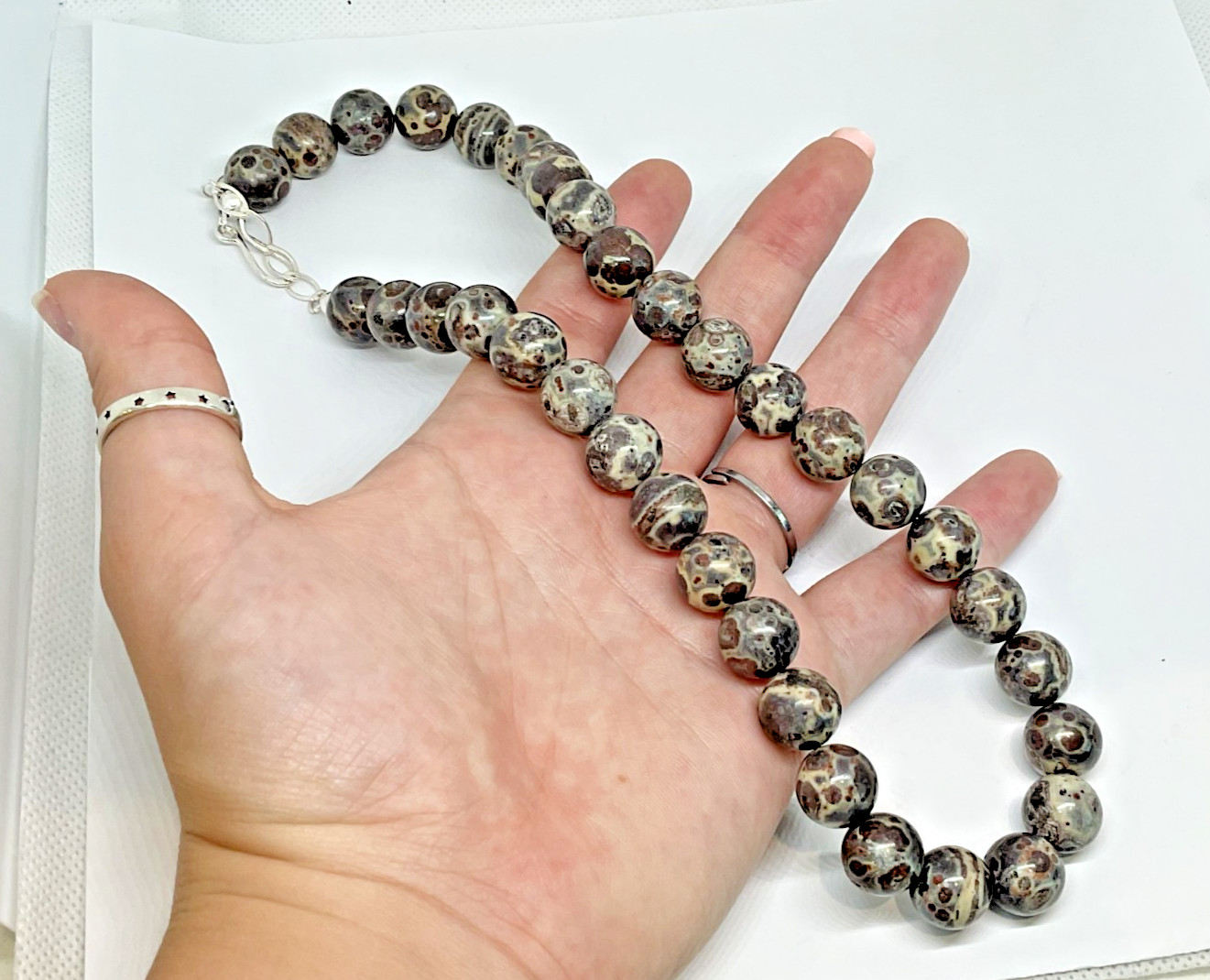 Jay King DTR Sterling Silver 925 Birds Eye Rhyolite Jasper Bead Necklace