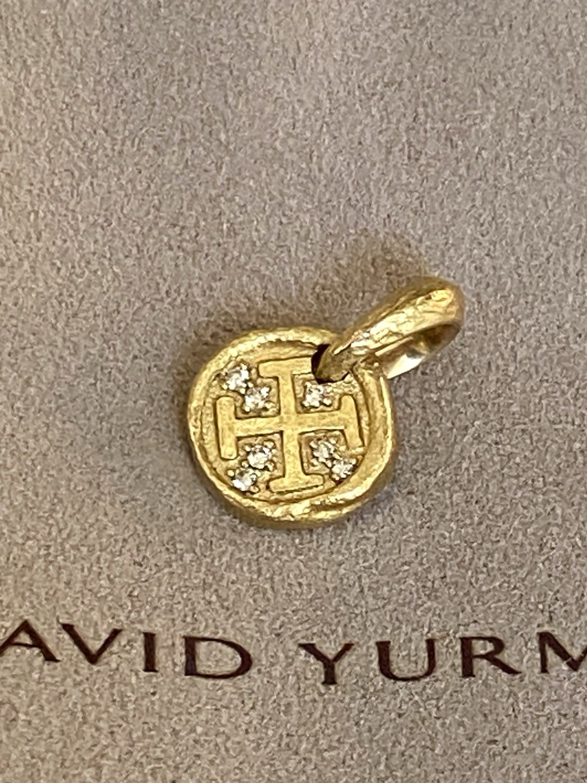 David Yurman 18K Yellow Cognac Gold Diamond Shipwreck Pendant Pouch