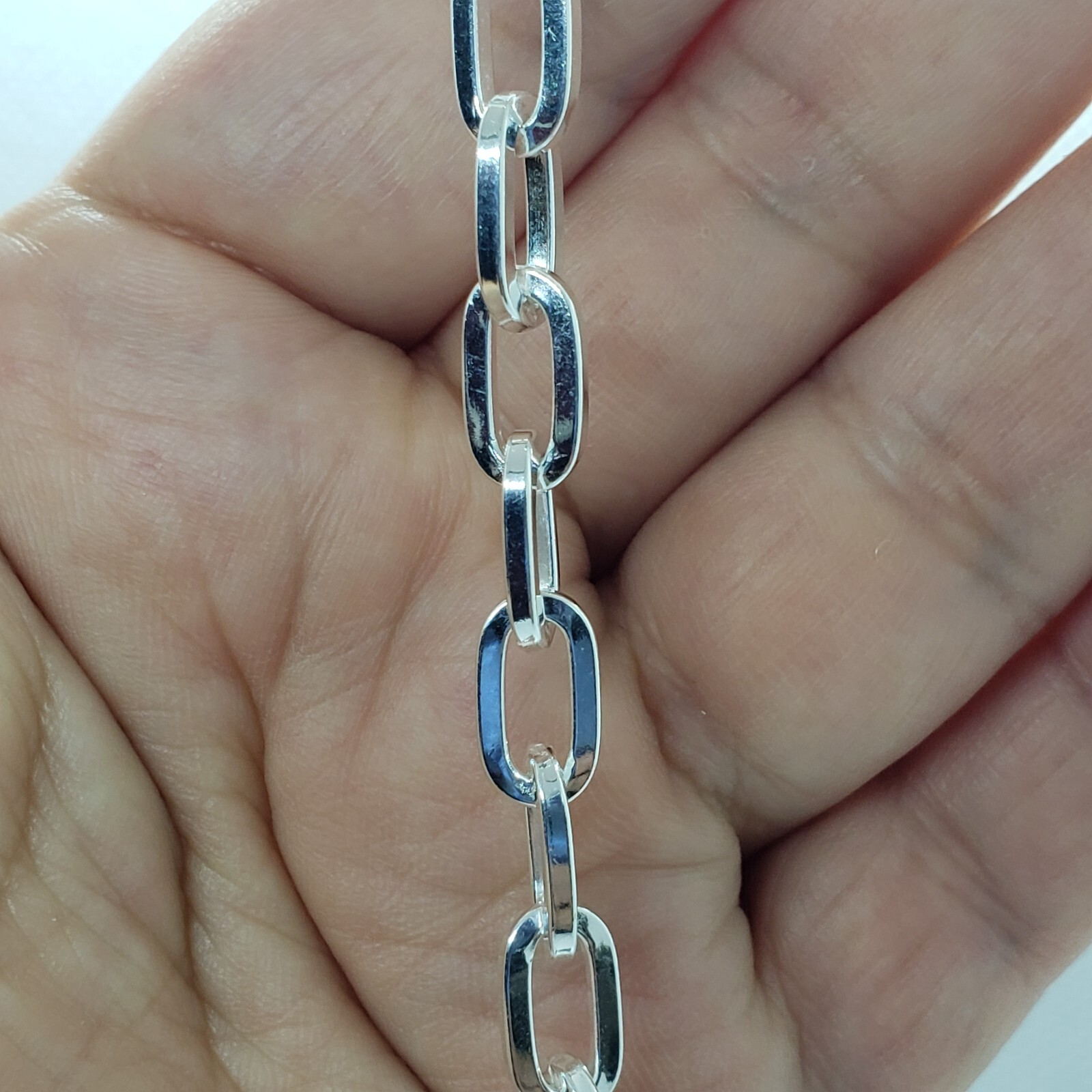 Sterling Silver Paperclip Cable Chain Necklace Bracelet Square Wire 6.5mm 7″~30″
