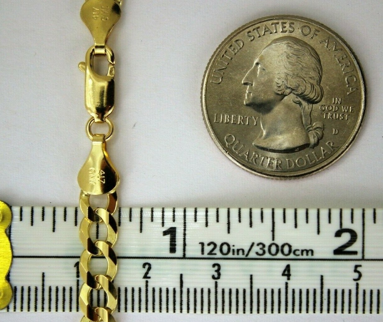 10K Solid Gold Cuban Link Chain Necklace Bracelet for Men Women 2mm~13mm 7″~30″
