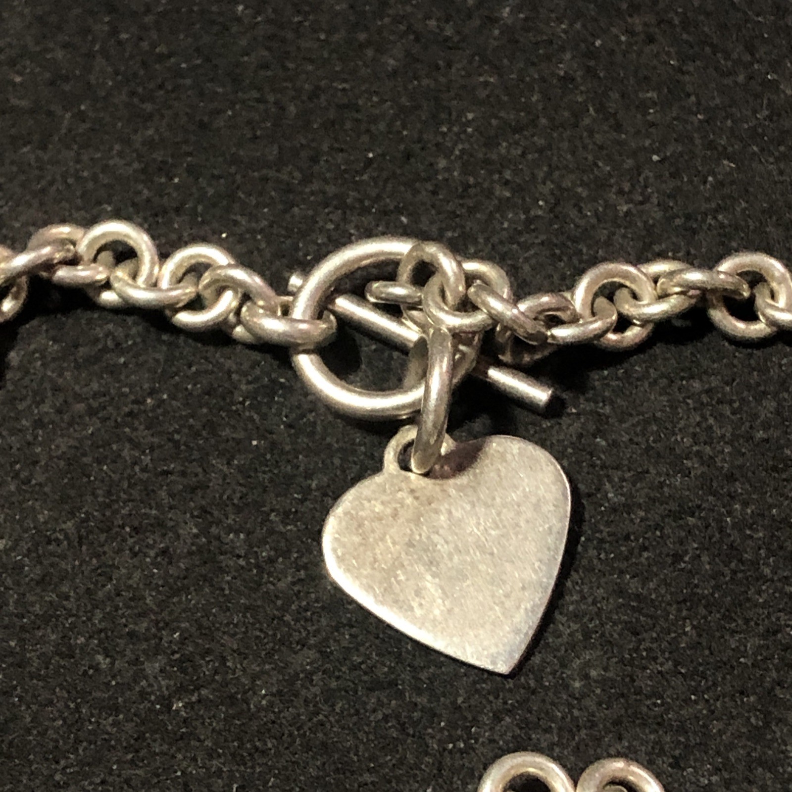 Sterling Silver Heart Charm Toggle Cable Chain Necklace