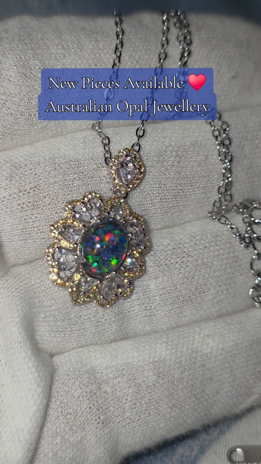 925 Sterling Silver CZ Opal Pendant | Australian Opal Mosaic | Stunning Colours