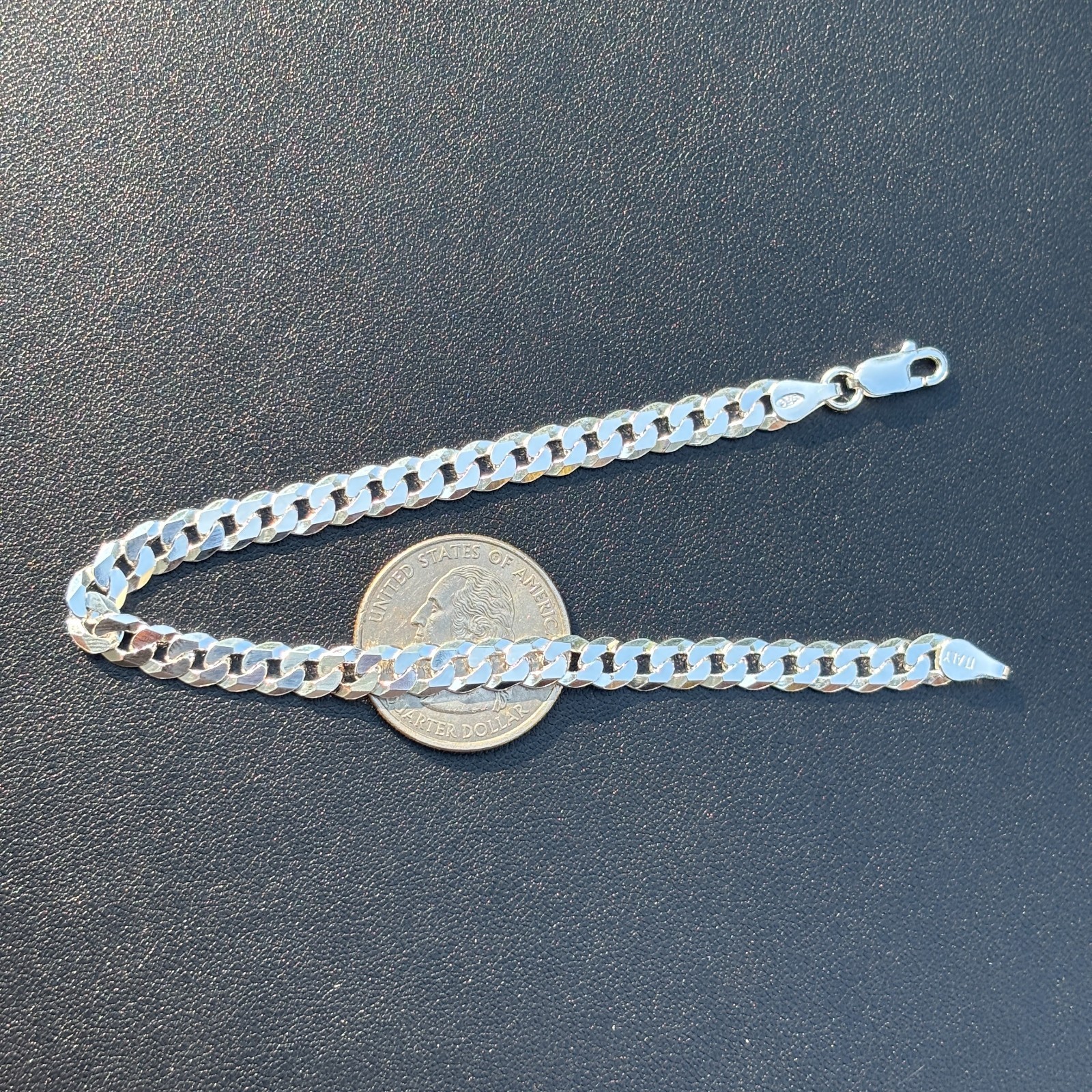 6mm Flat Curb Bracelet – Real Solid 925 Sterling Silver Or 14k Gold/Rose Vermeil