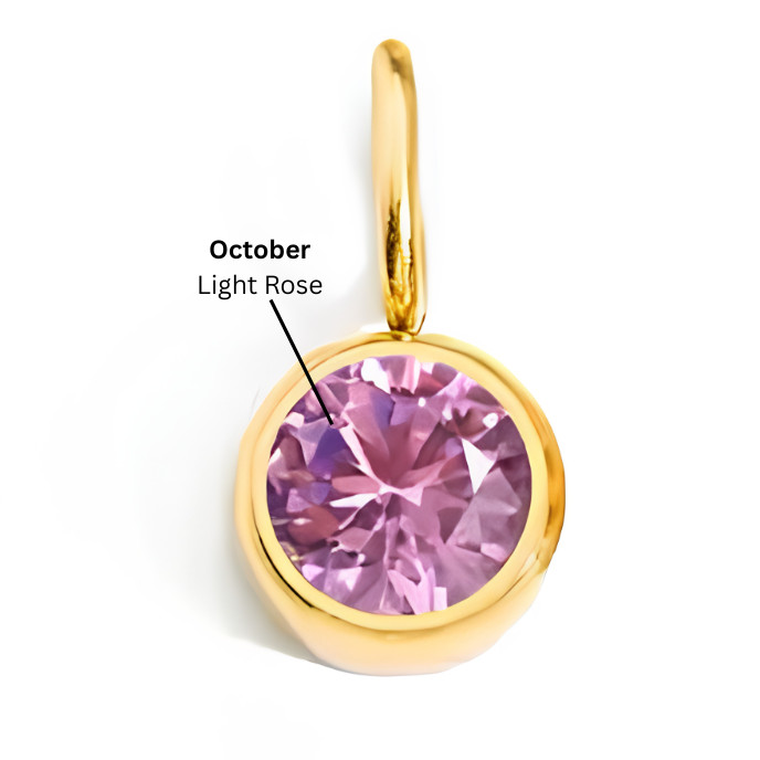 925 Sterling Silver Birthstone Dangle Charm Pendant 18k Gold Plated CZ Gift