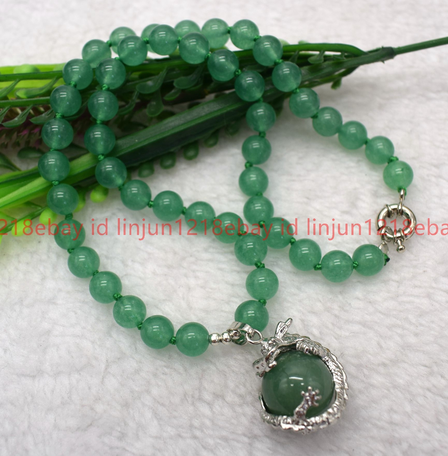 Natural 6/8/10mm Green Aventurine Round Gemstone Beaded Pendant Necklace 16-32in