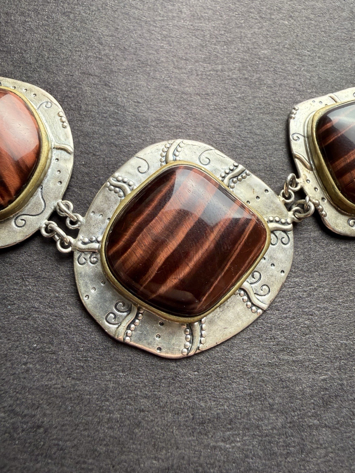 Silpada Retired Red Rocks Tigers Eye 925 Sterling Silver Necklace N3346