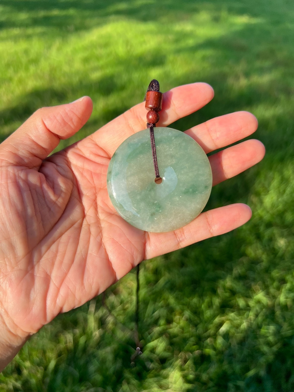 Icy Green 100% Natural Grade A Jadeite Jade Large PingAn Pendant B991 p3
