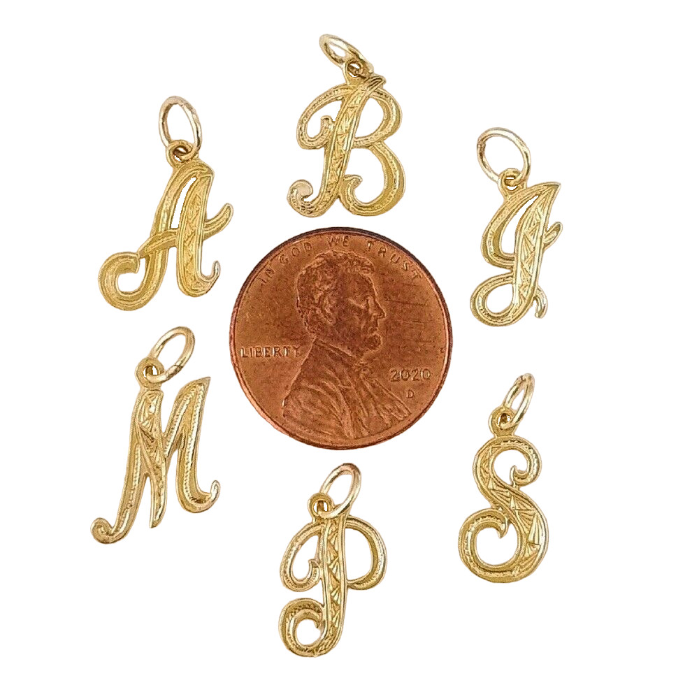 A to Z Any One 14K Yellow Gold Letter Pendant / Charm, Made in USA