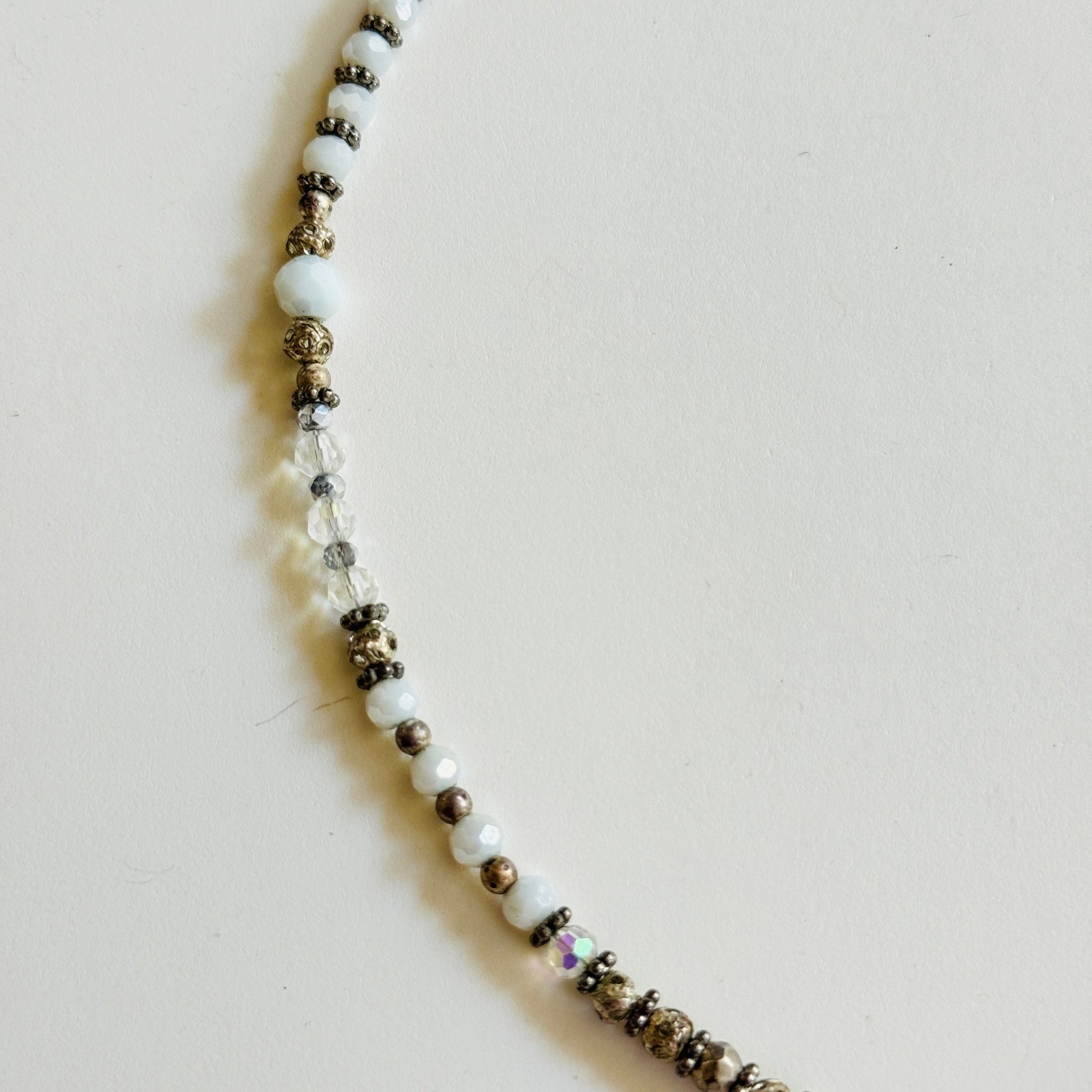 Snake Serpent beaded Necklace crystal Beads Sterling Silver 925 Collar 18″ OOAK