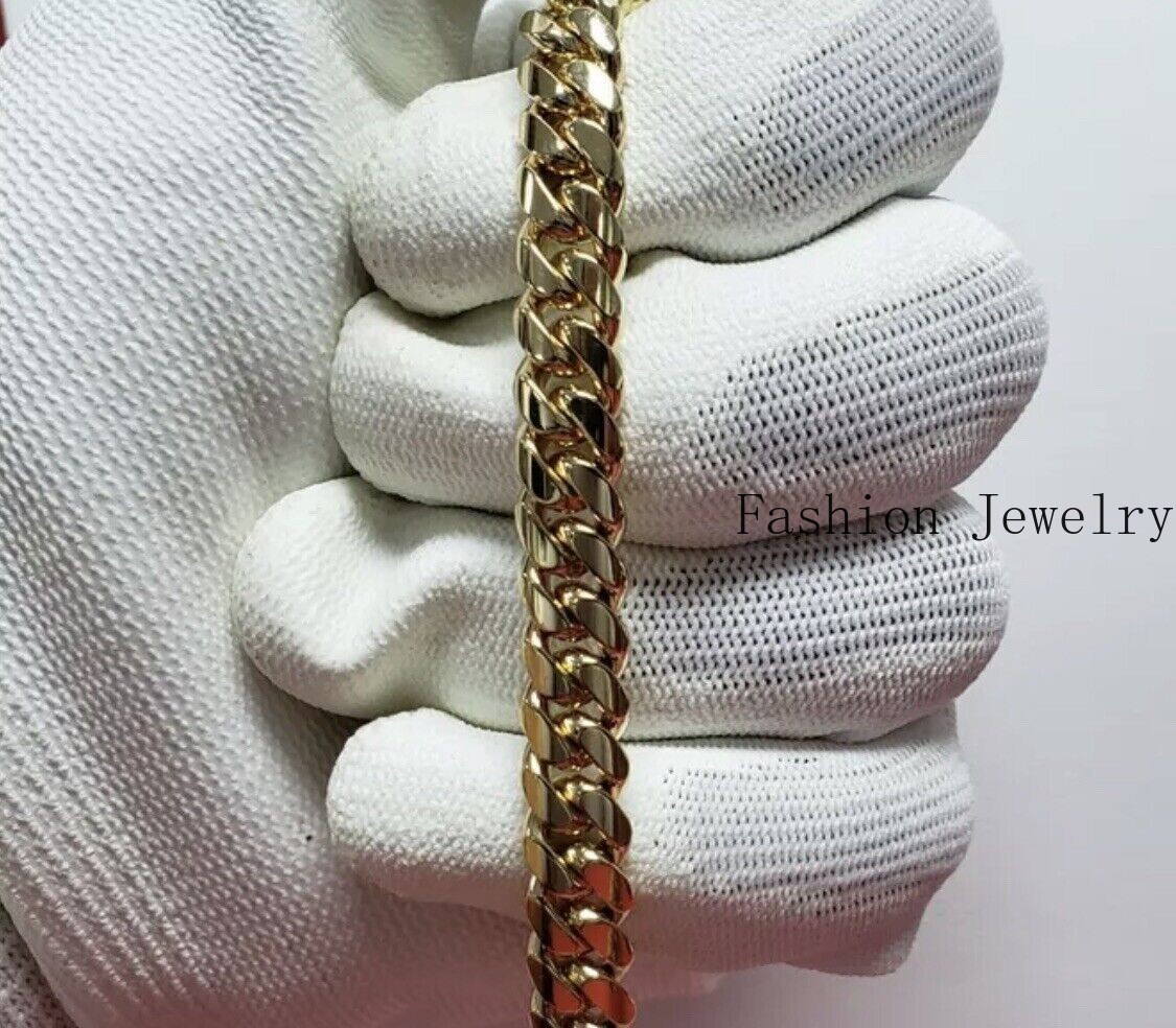 10K Solid Yellow Gold 10mm Miami Cuban Curb Chain 24″ Heavy Necklace Box Clasp