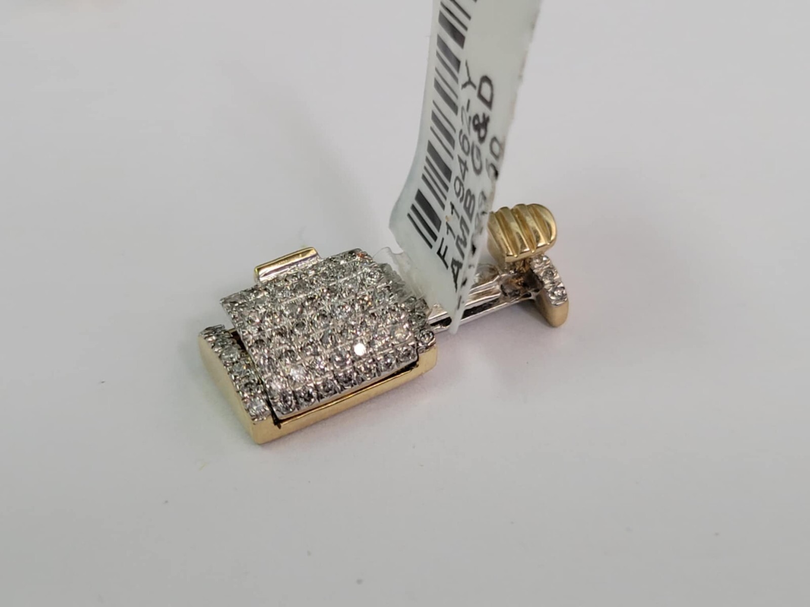 10K Yellow Gold Diamond Box Clasp Accessory 7.5MM Pave Set Double Lock