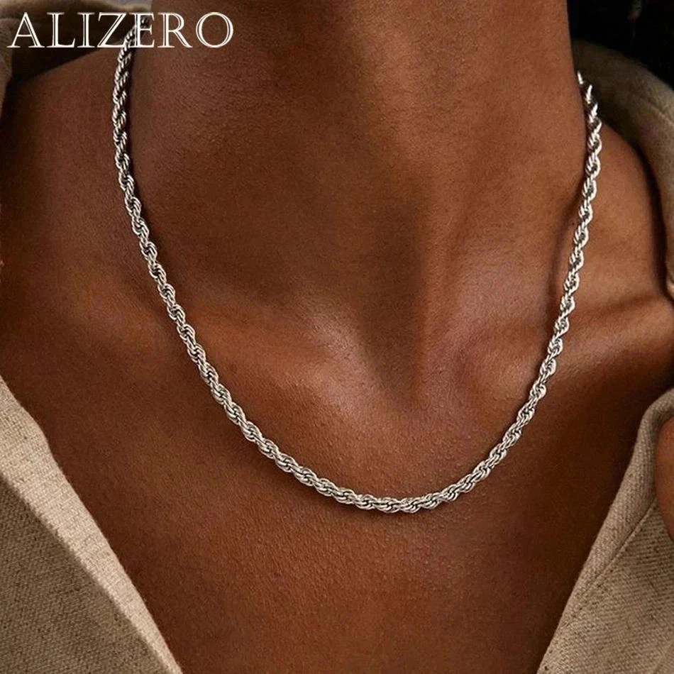 4mm Diamond Cut Solid 925 Sterling Silver Italian Rope Chain Men’s Necklace