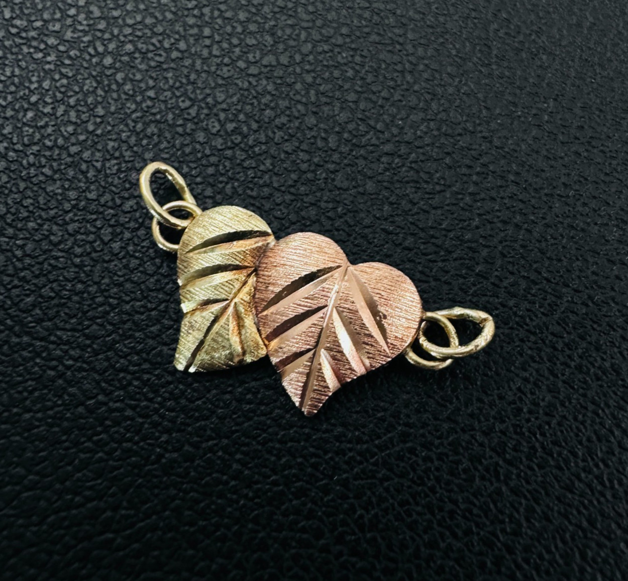 Solid 10K Multi-Tone Gold Black Hills Leaf Slider Pendant / Bracelet Attachment