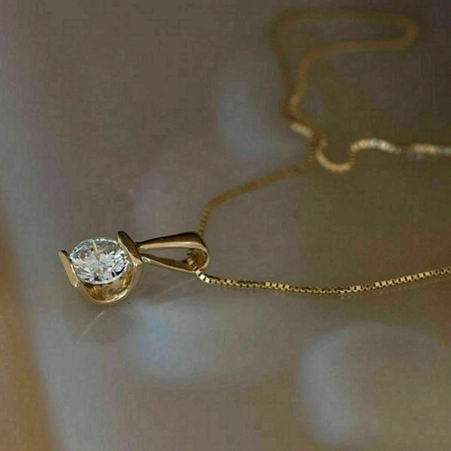 1.50 Ct Round Cut Lab Created Diamond Solitaire Pendant 14K Yellow Gold Plated