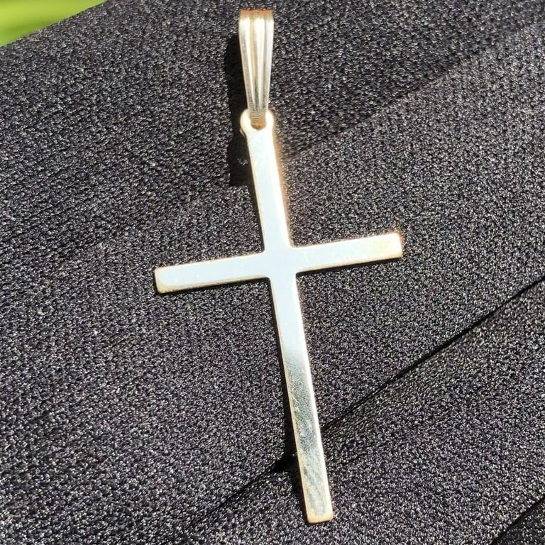 Real Genuine Solid 1/20 14K Yellow Gold Cross 1 1/2 Inch Catholic Religious