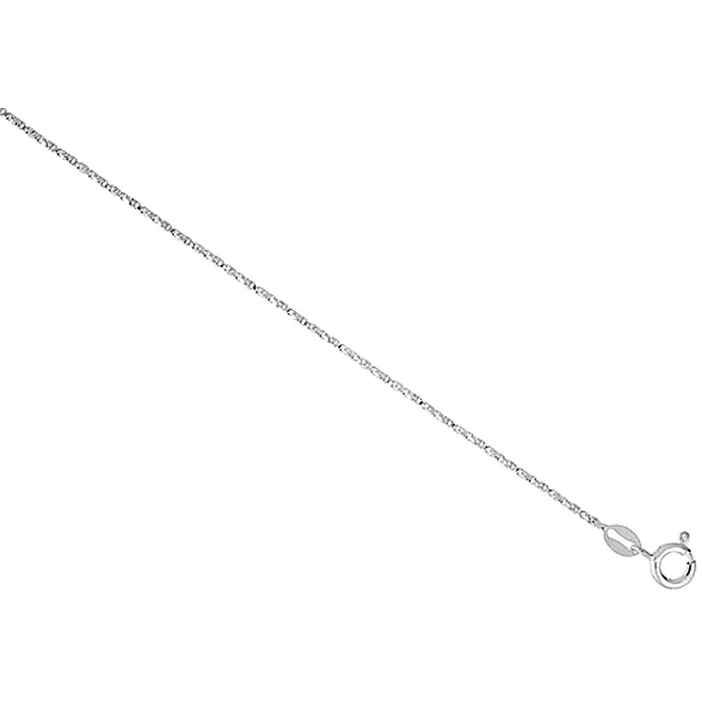925 Sterling Silver Fine Thin Twisted Box Chain Bracelet Women 1mm 7″ to 30″