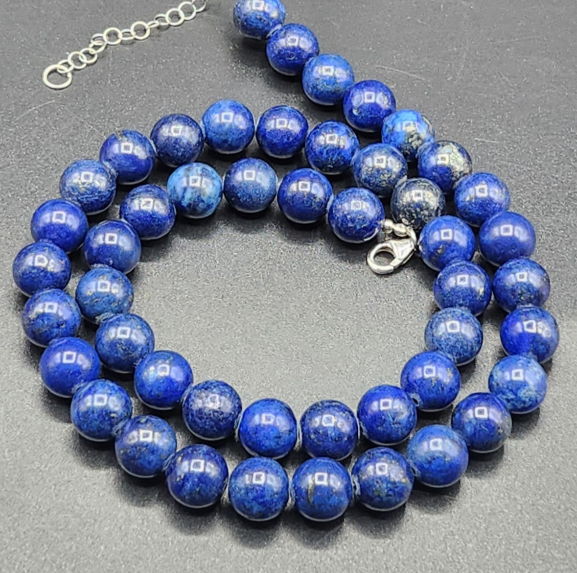 BBJ Blue Lapis Lazuli Round Bead Necklace