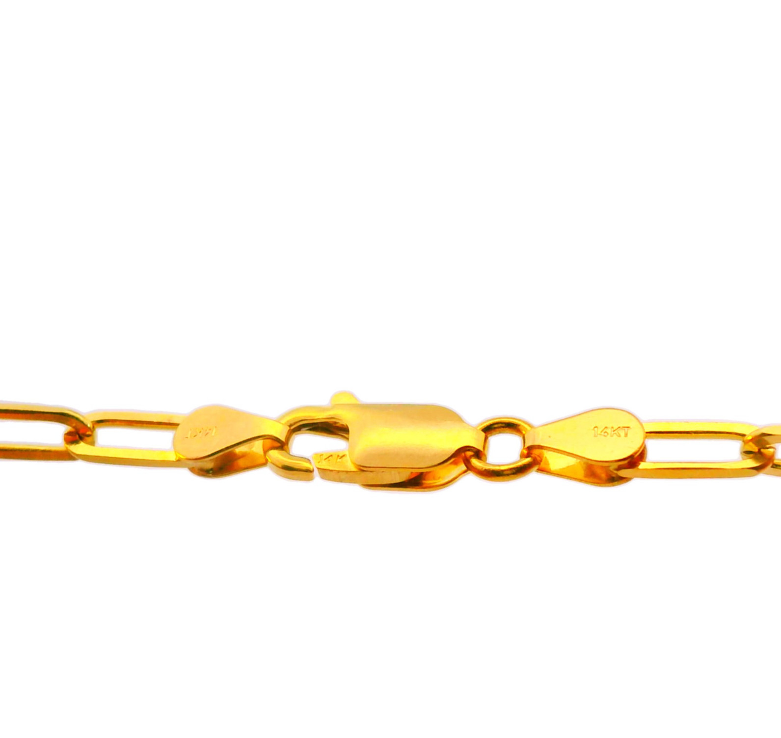 14k SOLID Gold Chain 3.5mm Necklace Paper Clip Chain 22″ 24″ – UNISEX Adult