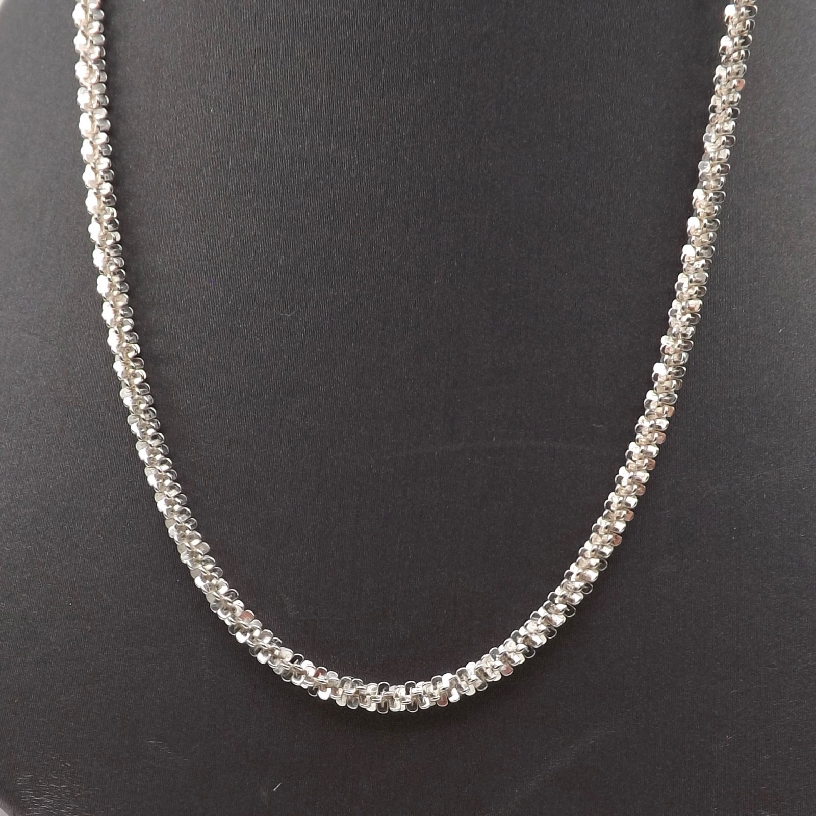 Sterling Silver Sparkle Margarita Link Rope Chain Necklace 3mm 24in Italy New