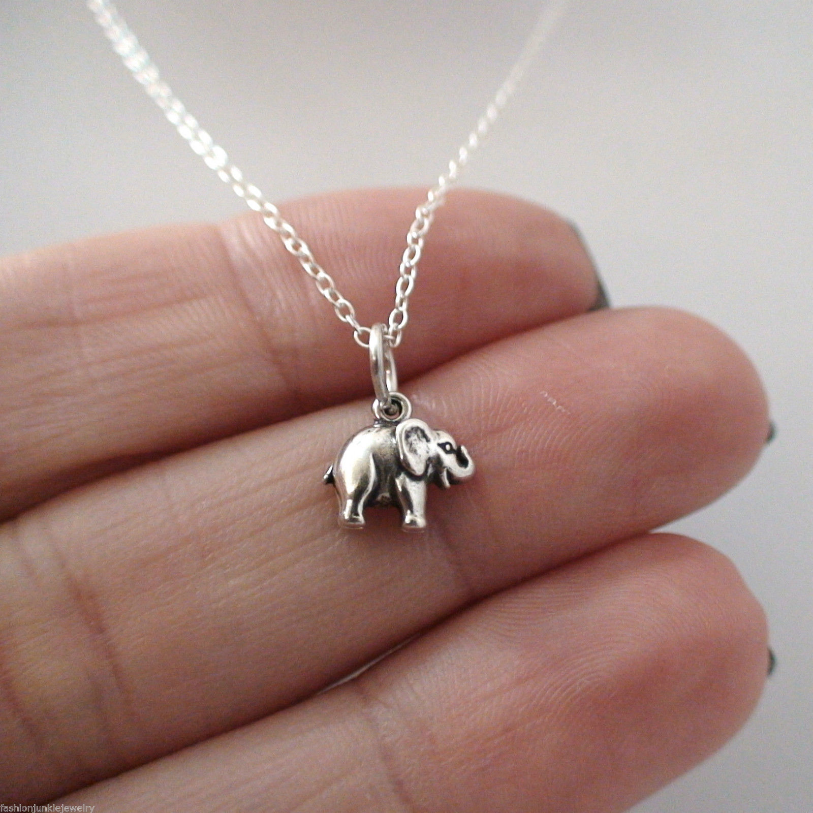 Tiny Elephant Necklace – 925 Sterling Silver – Strength Animal Charm Gift NEW