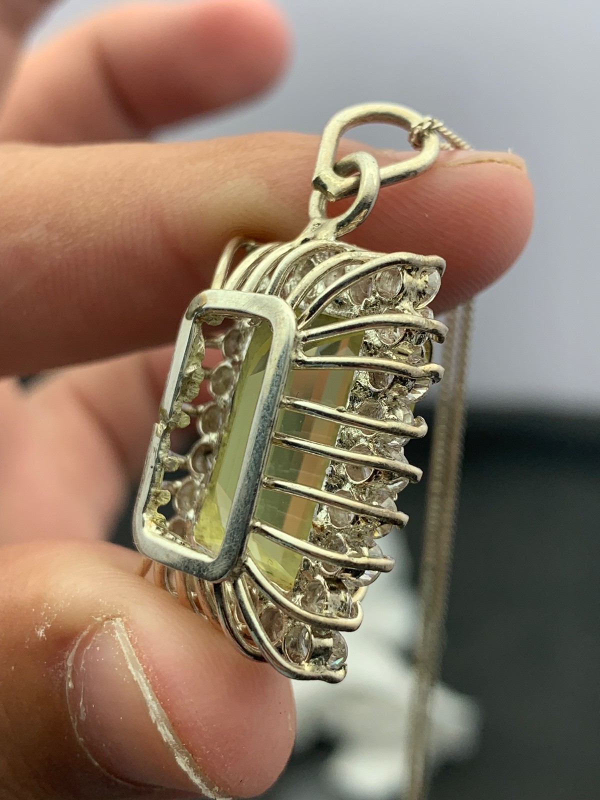 11 Grams Beautiful silver Necklace With Lamen Quartz And Mozonite From Pakistan”