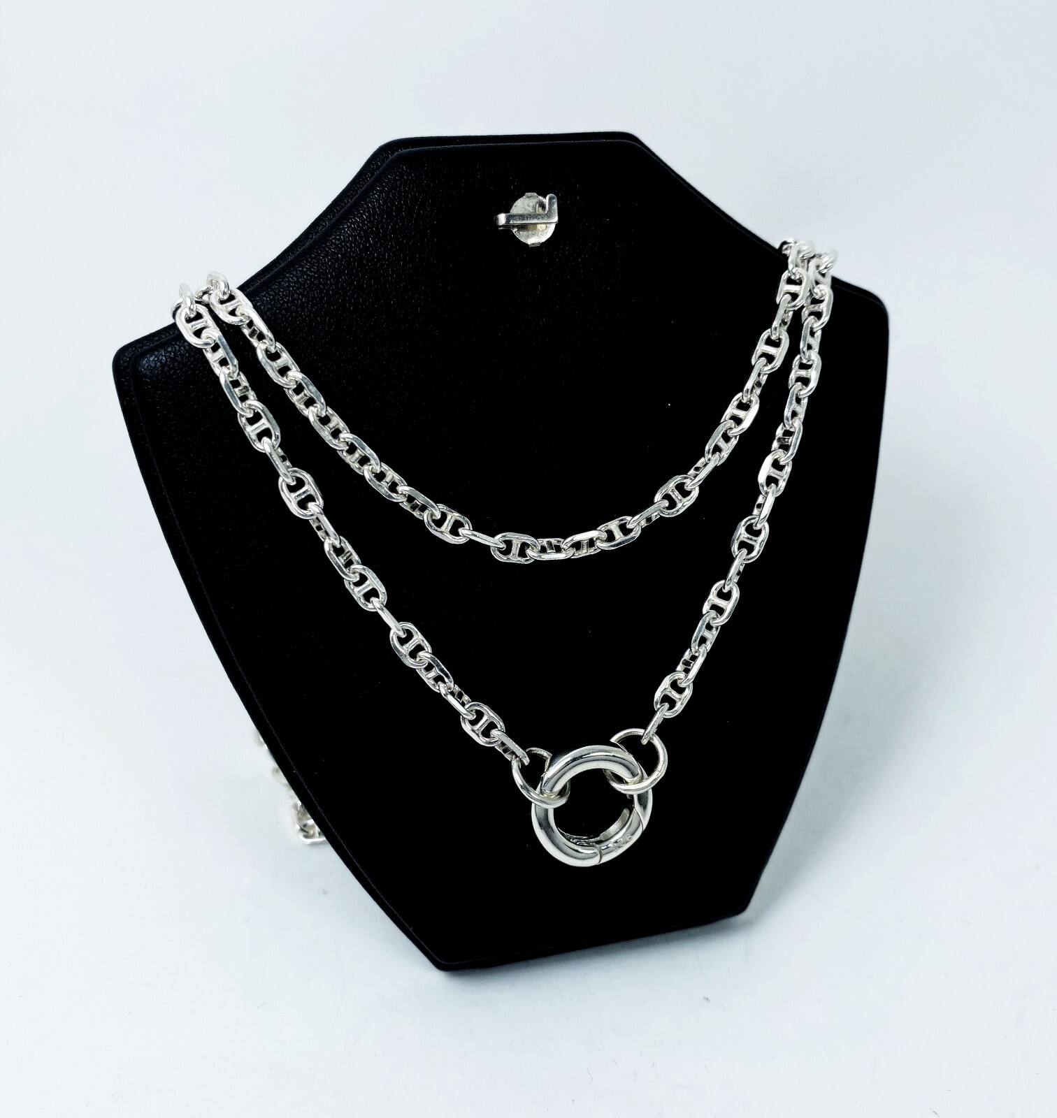 Round Clasp Chain Necklace 925 Sterling Silver, Handmade Unisex Necklace Gifts