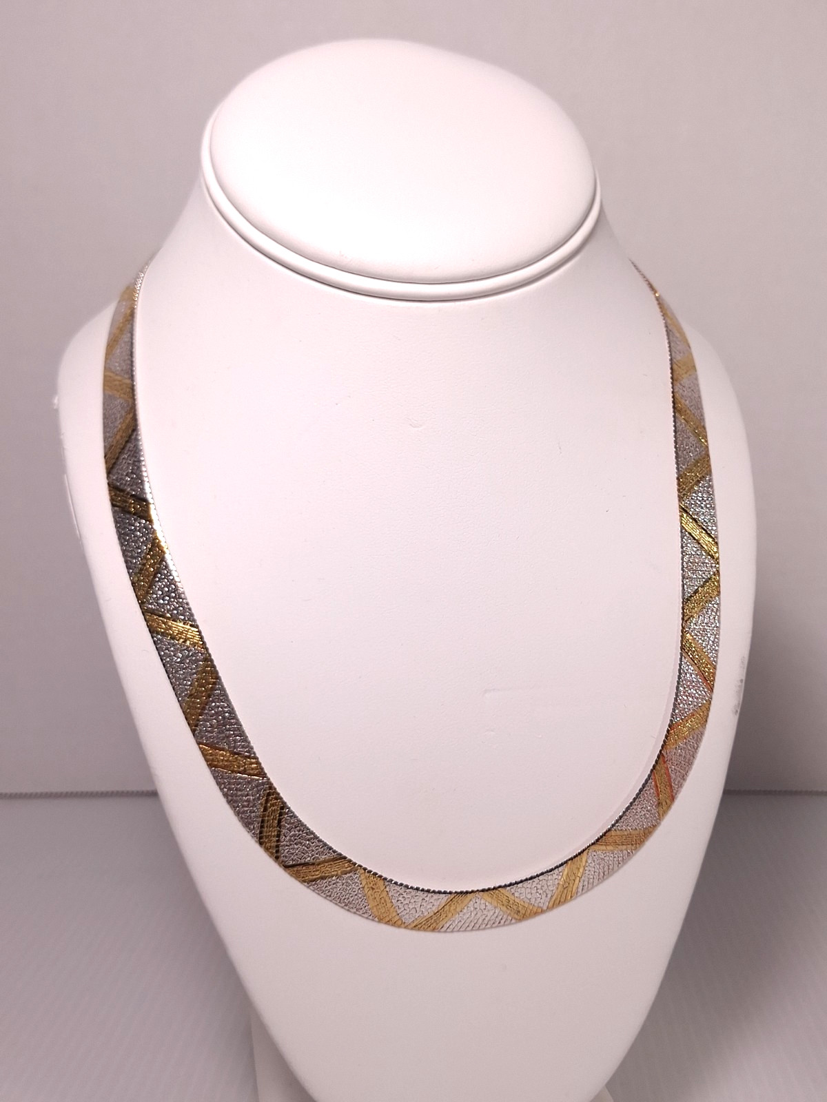 Milor Italy Sterling Silver Gold Tone Rervisible Herringbone Chain Necklace 20″
