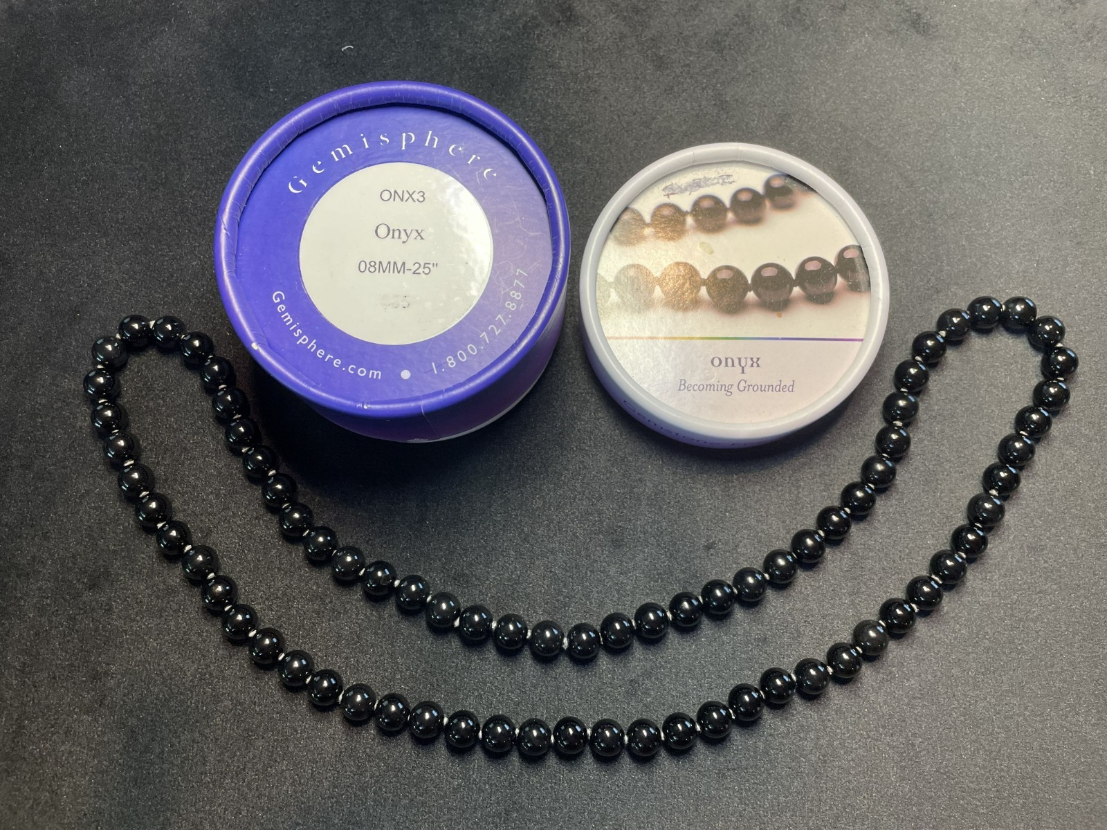 Gemisphere 25in 8mm Onyx necklace