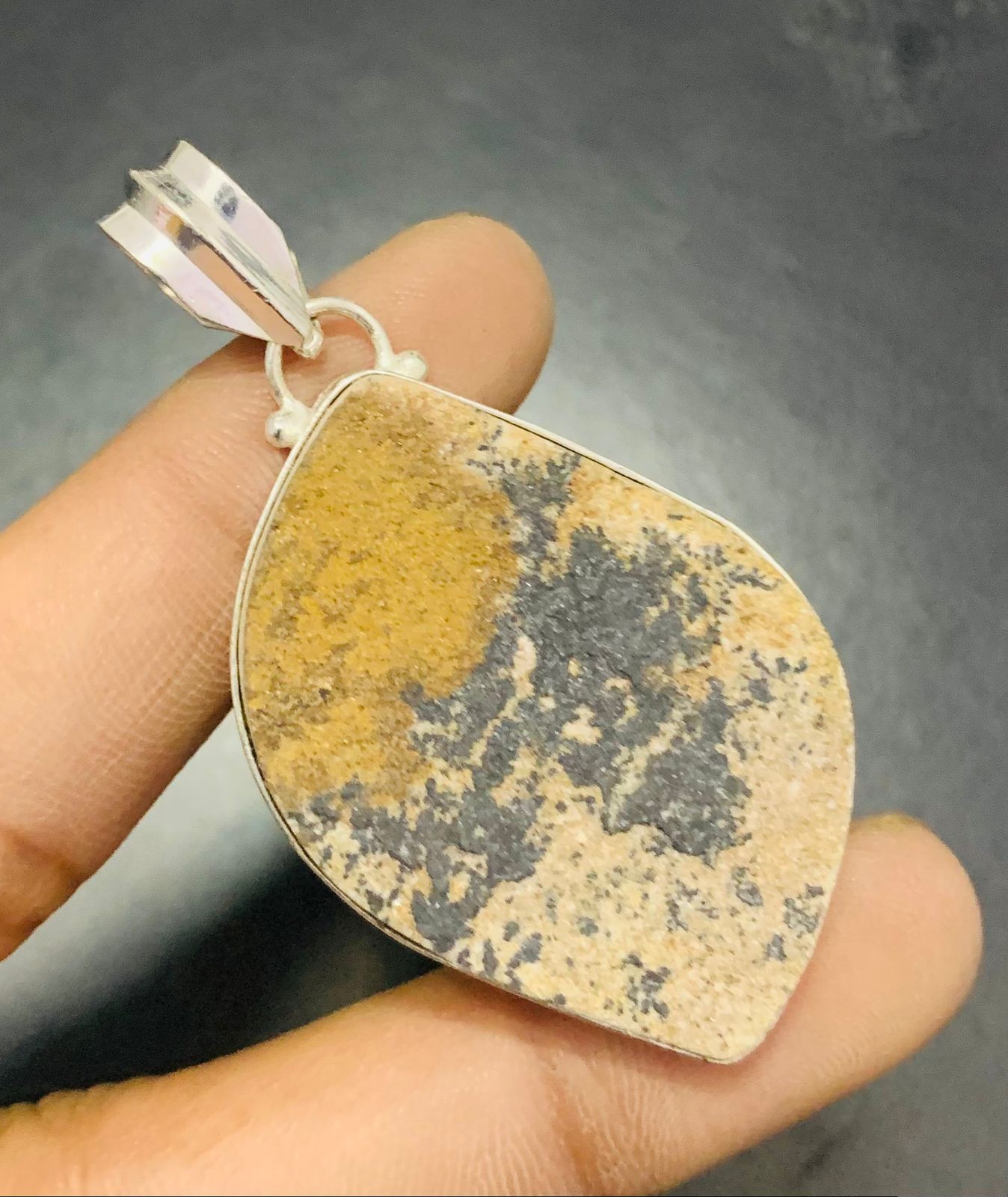 German Dendrite Gemstone 925 Sterling Silver Handmade Pendant Jewelry Gift For