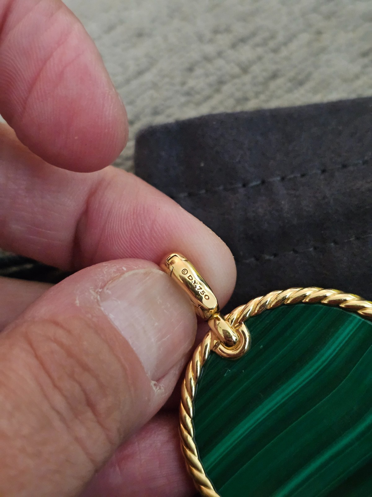 DAVID YURMAN 18K Gold & Malachite Elements Disc Pendant New Authentic