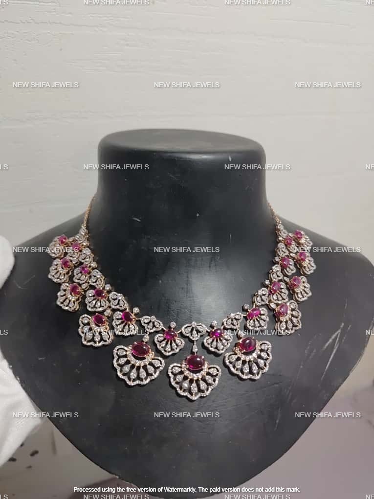 Women’s 19CT Round Lab Created Red Ruby 14K Rose Gold Plated Choker Necklace 18″
