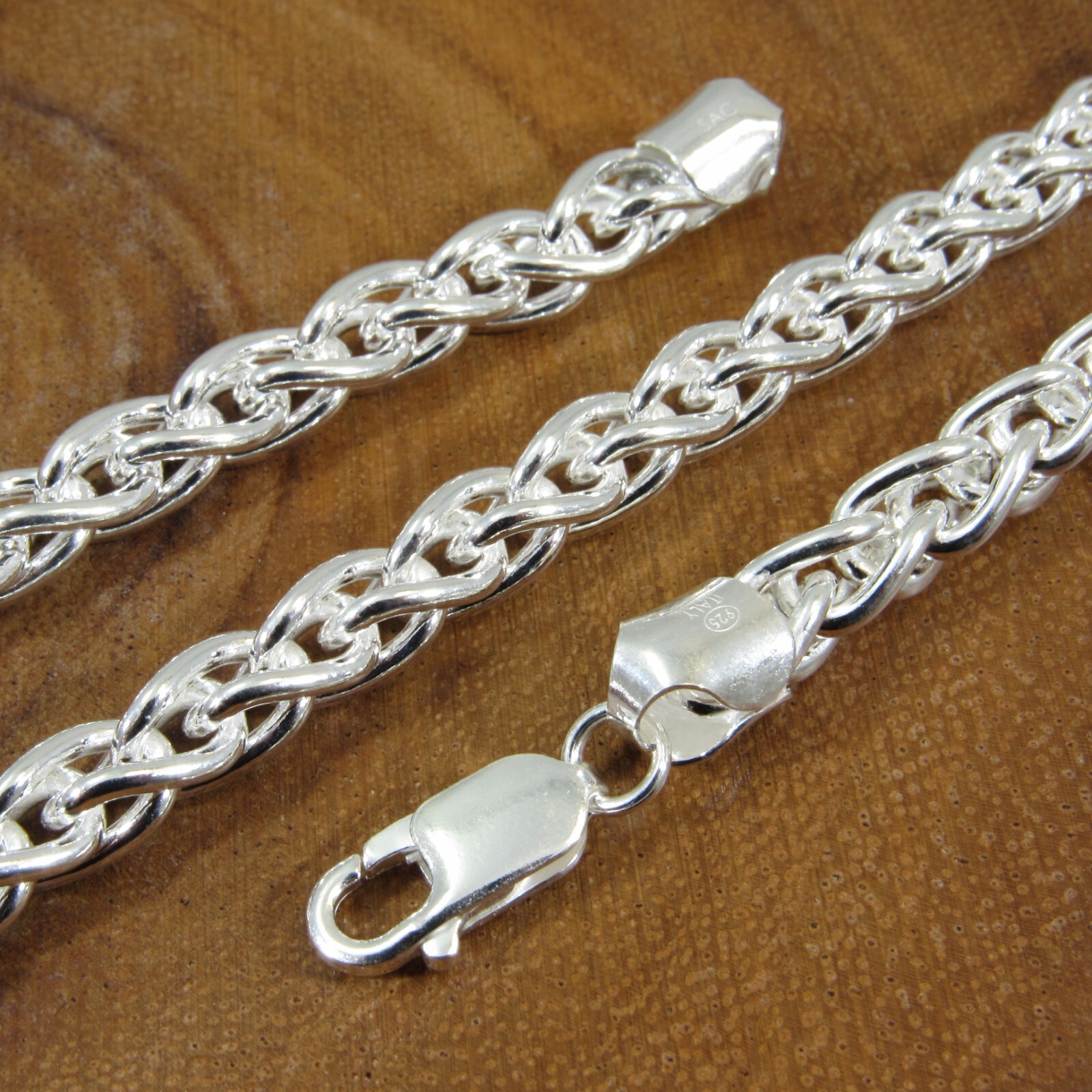 6MM Thick Mens Solid 925 Sterling Silver Italian Spiga Wheat Chain Necklace