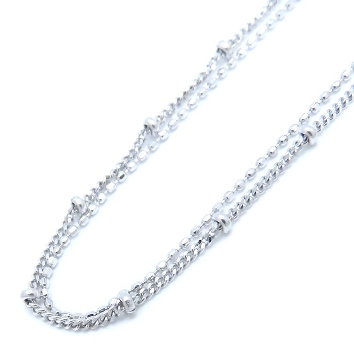 14K White Gold double-strand Necklace 45cm 3.4 grams /76220