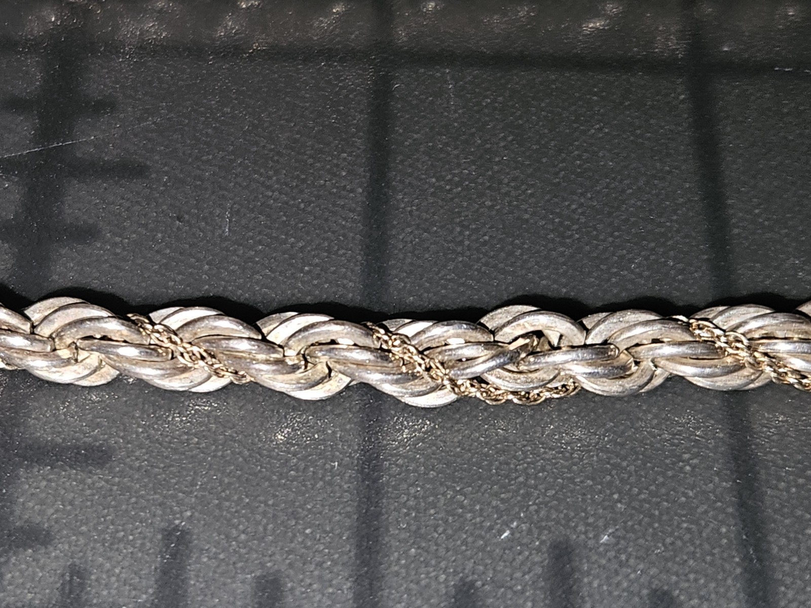 Sterling Silver & 14K Yellow Gold Thick Chain Rope Necklace 47 Grams